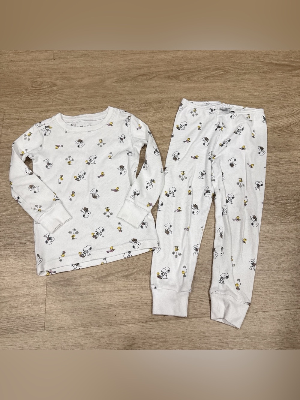 Janie and Jack White Snoopy & Woodstock Pajama Set